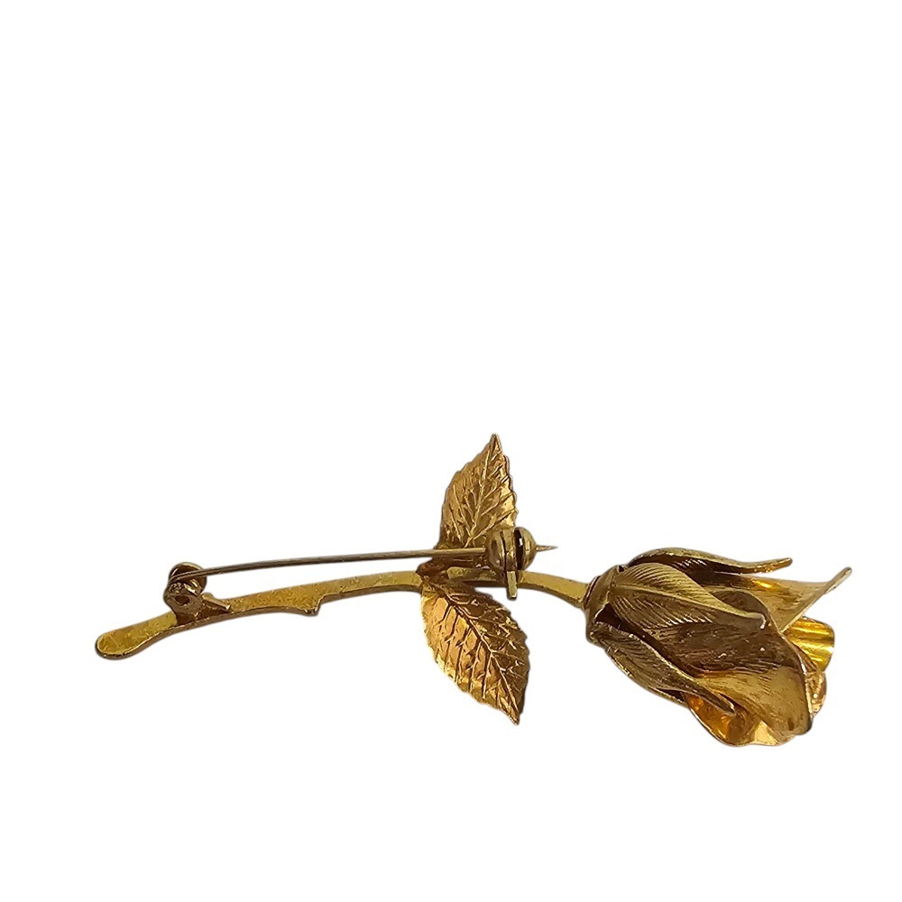 Rose Flower Brooch Pin Gold Tone Floral Lapel Pin Wedding‎ Jewelry - Picture 7 of 10